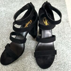 Candies Black Strappy Open Toe Heels